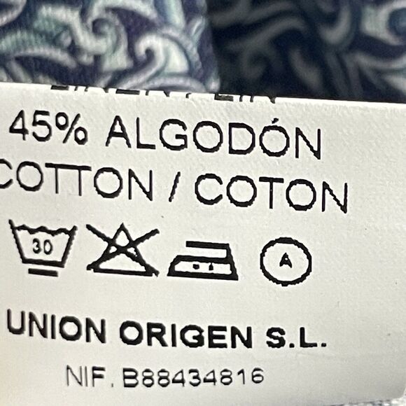 NWT Origen Man Storm LS Button Up Shirt Floral AOP Print Linen Blend Blue XL Men - Picture 7 of 11